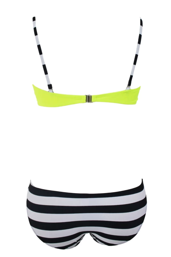 Summer Yellow Fine Line Underwire Bikini Top & Striped Cheeky Bottom