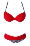 Retro Red Fine Line Underwire Bikini Top & Gingham Pattern Cheeky Bottom