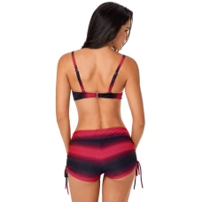 Red And Black Colour Blocked Push Up Bikini Top & Classic brief Bottom 