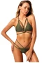 Army Green Braided Rope Strappy Design Bikini Top & Thong Bottom