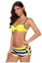 Butter Fine Line Bikini Top & Hipster Side Tie Bottom With Shorts