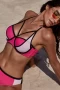 Highlighter Pink Cut Out Design Bikini Top & Hipster Bottom 
