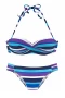 Blue And Purple Striped Halter Bikini Top & Hipster Bottom 