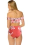 Ruby Red Flower Printed Off the Shoulder Bikini Top & High Waist Bottom 