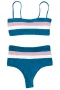 Navy Blue Color Blocked Bandeau Bikini Top & High Waist Bottom
