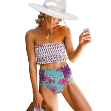 Fuchsia Extra Coverage Short Tank Bikini Top & High Waist Hipster Bottom