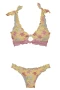 Honey Flower Printed Cut Out Detail Bralette Bikini Top & Hipster Bottom