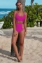 Magenta Bralette Bikini Top & Design Cutout High Waist Bottom
