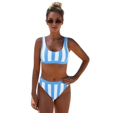 Umpire Blue Striped Short Tank Bikini Top & Cheeky Bottom