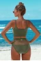 Hunter Green Fine Line Bralette Bikini Top & High Waist Cut Out Cheeky Bottom