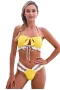 School Bus yellow Cut Out Halter Ruffled Bikini Top & Cut Out Thong Bottom