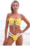 School Bus yellow Cut Out Halter Ruffled Bikini Top & Cut Out Thong Bottom