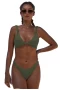 Knotted Army Green Ribbed Bikini Top & Hipster Bottom