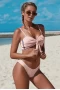 Pale Pink Fine Line Ribbed Bowknot Bralette Bikini Top & Cheeky Bottom