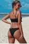 Black Fine Line Ribbed Bowknot Bralette Bikini Top & Cheeky Bottom