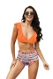Tiger Orange Ruffled Bralette Bikini Top & High Waist Bottom