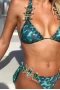Emerald Green Leopard Jewelry Detail Triangle Bikini Top & Tie Side Bottom