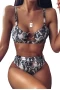 Snake Print Cut Out Ring Front Bralette Bikini Top & High Waist Bottom 