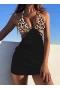 Leopard Black Triangle Bikini Top & Cheeky Bottom With Cover Up