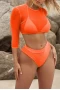 Orange Triangle Bikini Top & Cheeky Bottom With Crop Top