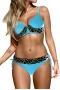 Pacific Blue Contrast Band Push Up Bikini Top & Hipster Bottom