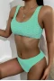 Seafoam Green Textured Rectangle Short Tank Bikini Top & High Cut Bottom