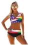 American Flag Lace Up Short Tank Bikini Top & Hipster Bottom 
