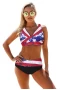 American Flag Dot Print Lace Up Short Tank Bikini Top & Hipster Bottom 