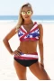 American Flag Dot Print Lace Up Short Tank Bikini Top & Hipster Bottom 