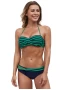 Pine Green Striped Halter Bikini Top & Hipster Biniki Bottom 