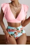 Bubblegum Pink Ruffled Bralette Bikini Top & High Waist Bottom