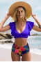 Purple Ruffled Bralette Bikini Top & High Bottom
