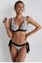 Black Leopard Bowknot Bralette Bikini Top & Tie Side Thong Bottom