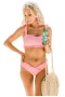 Cotton Candy Pink Flounced Braletter Bikini Top & Flounced Hipster Bottom 