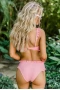 Cotton Candy Pink Flounced Braletter Bikini Top & Flounced Hipster Bottom 