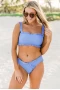 Cornflower Blue Flounced Braletter Bikini Top & Flounced Hipster Bottom 