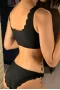 Black Lace Bralette Short Tank Bikini Top & Low Rise Bottom