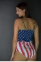 Womens 2Pcs Flag Print Extra Coverage Short Tank Bikini Top and High Waist Hipster Bottom
