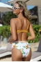 Womens 2pcs Plunge Neck Crisscross Detail High Waisted Bikini