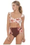 Womens 2Pcs Red Floral High Waist Ruffle Underwire Bikini Swimsuit