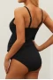 Maternity Black Ribbed Snap Front One-piece Swimsuit