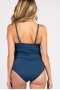 Maternity Blue Ribbed Snap Front One-piece Swimsuit