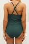 Maternity Green Ribbed Snap Front One-piece Swimsuit