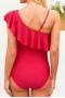 Maternity Red Ruffle Front One Shoulder Swimsuit