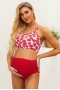 Maternity Strappy Hollow-out Back Crop Top High Waist Swimsuit