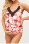 Maternity Floral Print Lace Front One Piece Swimsuit