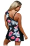 Chic Floral Print Colorblock Ruffle Details Swim Dress With Shorts