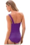 Purple Gradient Color Ruched Medium Coverage One-shoulder Maillot