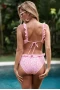 Women's Pink Print Ruffle Backless One-piece Swimsuit