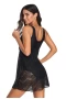 Black Classic Ruched Lace Patterned Swim Dress